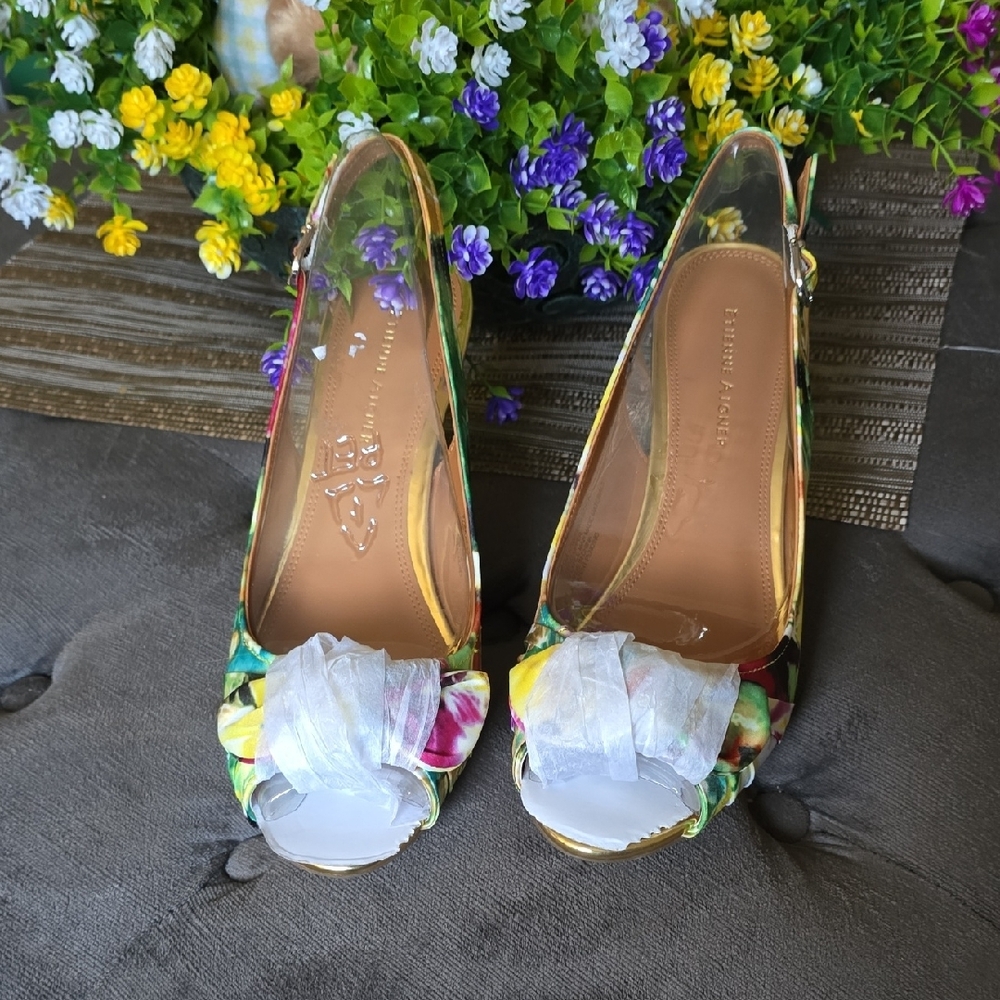 Etienne Aigner Red and Yellow Heels - Picture 2 of 4